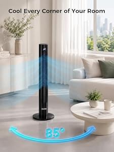 OSTBA 43'' Tower Fan for Bedroom, 85° Oscillating, 12H Timer, with Remote — photo 3 of 6