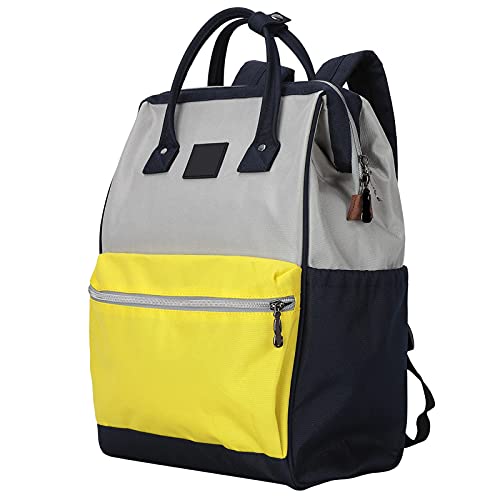 Bolsa de Gran Capacidad para Madre Y Bebé, Bolsa de Viaje, Clásica, Básica, Informal, Mochila de Moda, Mochila de Moda para Botella, para Viajes, Camping, para la Escuela Al(Amarillo grisáceo)