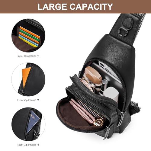 Image of cakang Womens Sling Bag Crossbody Bags for Women Vegan Leather Sling Backpack Daypack Fanny Pack Crossbody Purse Travel