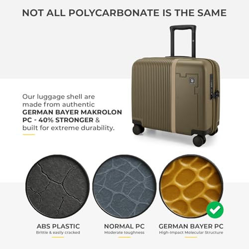 Image of EUME Overnighter 16 inch and Classic Check - in Large 75 Cm Luggage Trolley Bags for Travel - Set of 2 (Olive Green) | Polycarbonate (PC) 8 Hinomoto Wheels Suitcase | Trolley Bags | Luggage Trolley
