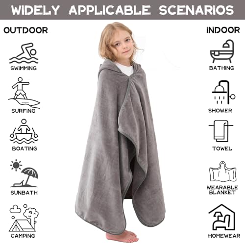 Hiturbo KIDS HOODED BATH TOWEL COTTON Kids Hooded Bath Towel: 100% Cotton Soft Thick Absorbent Towels Wrap thumb #2