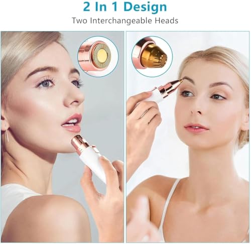 Image of 2-in-1 Eyebrow Trimmer & Facial Hair Remover for Women Pack of 1 | USB Rechargeable,LED Indicator Light, Painless Hair Removal, Portable Design Replaceable Precision Heads, Multicolour