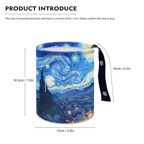Image of Starry Night Car Trash Bag Car Trash Can with Adjustable Buttons Collapsible Multipurpose Car Storage Bag Road Trip Essentials