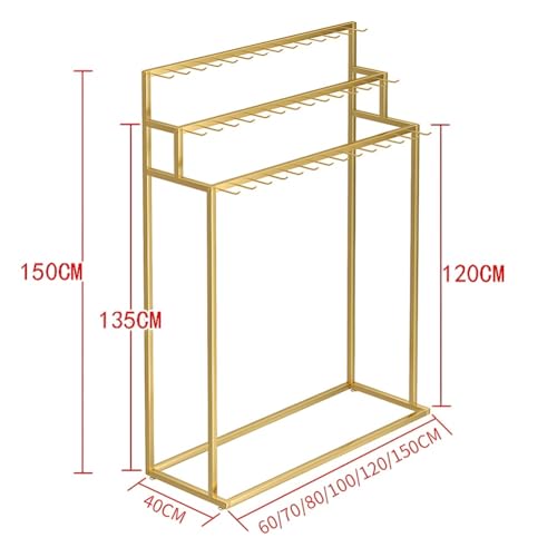 Organizador de cinturón de metal de 3 niveles con ganchos, solución de almacenamiento que ahorra espacio para fregonas, escobas, bufandas y bolsos en hogares y supermercados