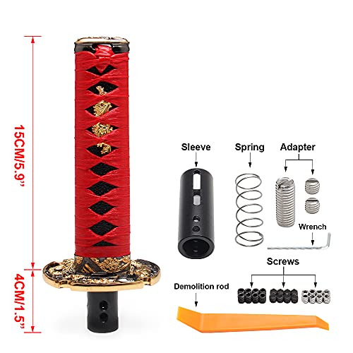 Gstp Automatic Katana Shift Knob Samurai Sword Weighted Gear Shifter Konb Universal For Cars With Lock Button (15Cm Red) #TOP5