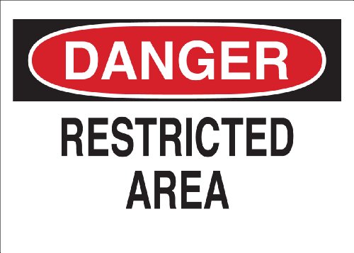 Panneau de danger Restricted Area Brady 22124 en plastique de 25x35 cm