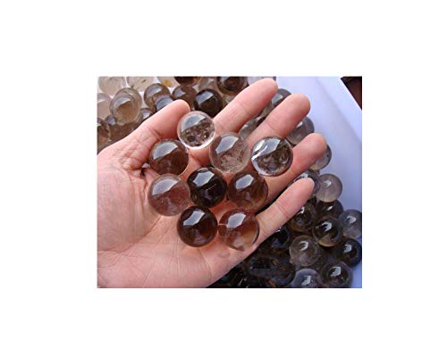 Natural Smoky Quartz Healing Crystal Sphere Balls Gemstones Small Size Pack of 10 for Healing, Reiki, Home Office Decoration, Jewelry Making (Citrine Crystal, 0.55"-0.86")