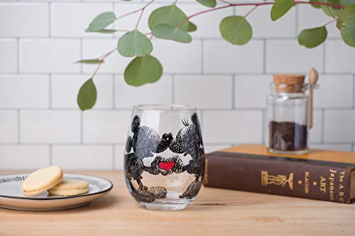 Silver Buffalo Disney Mickey And Minnie Classic Heart Glitter Stemless Wine Glass, 20 Ounces #TOP6