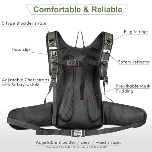 Image of Mothybot Insulated Hydration Backpack Pack with 3L BPA Free Leak Proof Water Bladder, Large Storage Lightweight Hiking Daypack with Waist Pouches & Cooler Layer, for Running, Biking, Camping, Festival
