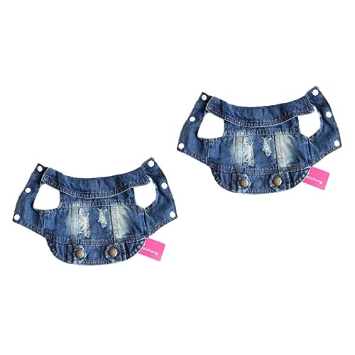 Angoily 2pcs Service Dog Vest Small Dogs Winter Clothing Denim Hoodies Puppy Jacket