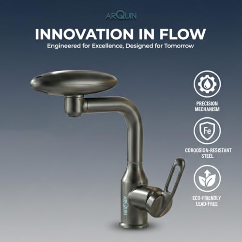Image of ARQUIN Pull Down Kitchen Faucet SS304 Kitchen Sink Tap Faucet- Hot and Cold with 360 Swivel Deck Mounted Dual Spray Kitchen Tap for Home Sink (Waterfall Pullout Sink Mixer Black)