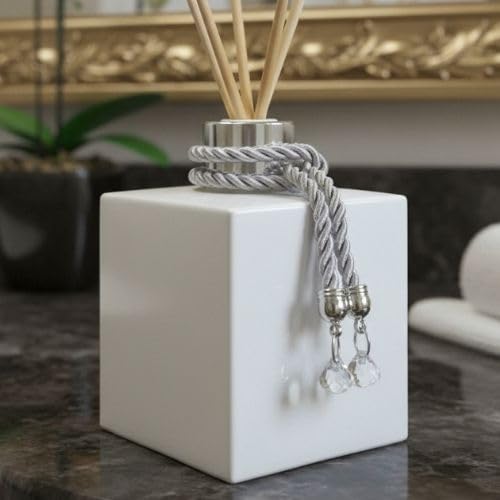 Aromatizador Difusor de Ambientes Branco e Prata com Varetas Deco...