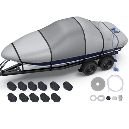 Heavy Duty Boat Cover 23'-24', 1400D Middle Reinforced Waterproof Polyester Canvas, Trailerable Boat...