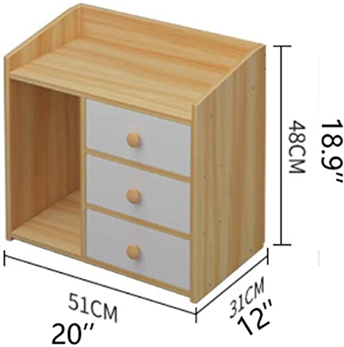 Table d'appoint moderne en bois 3 tiroirs et étagères de salon