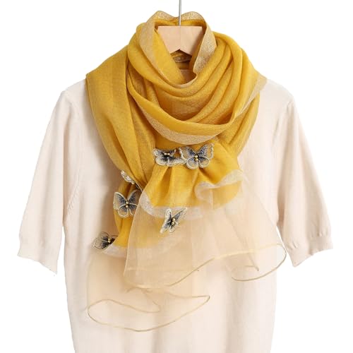 Isurrender Silk Embroidered Long Scarf Lightweight Wrap for Evening Party Fashion Pashmina Shawl Wraps for Women Formal4