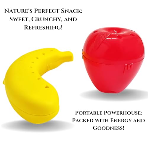 Image of Plastoware Apple & Banana Case Combo, Fruit Storage Holder Cover Box Set of 2 Durable Plastic Case for School, Office, Gym and Picnic Gift for Kids and Fruit Lovers, Assorted