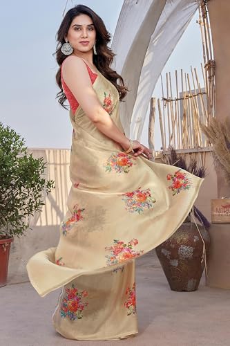 Image of MIRCHI FASHION Saree for Woman Chiffon Floral Printed | Lightweight All-Day Comfortable Women's Sari with Unstitched Blouse Piece (Available in 30 Colors)
