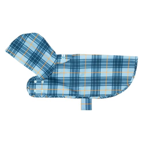 RC Pets Packable Waterproof Rain Poncho – Lightweight, Compact & Adjustable Dog Jacket | Medium, Blue Plaid