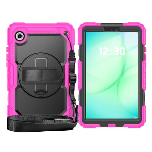 Protection Galaxy Tab A9+ Plus antichoc pour éviter les casses avec support rotatif rose