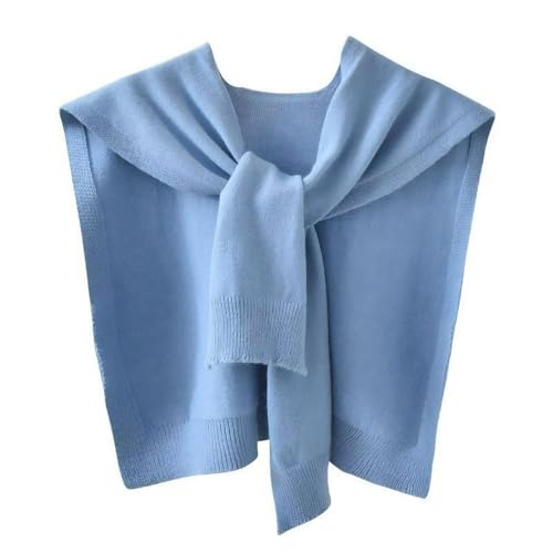 WaJuemy Sweater Shawl Wraps for Women Sleeves Collar Sweater Shawls Top Casual Lightweight Scarf Wrap Cape 2026 Trendy Shoulder Accessories(26Sky Blue)