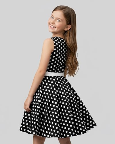 BlackButterfly Kinder ‚Audrey‘ Vintage Polka-Dots Kleid im 50er-J-Stil (Schwarz, 9-10 J) - 4
