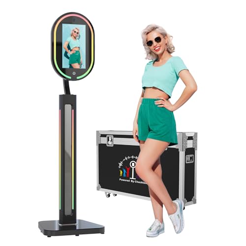 MWE Magic Mirror Photo Booth Touch Screen with 1200W Pixel 4K HD Camera,RGB Surround Light Music Sync,Mirror Video Booth with Software APP Remote Control (16in)
