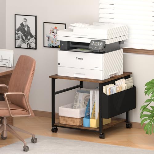 Image of Lerliuo Brown Large Printer Stand with Storage