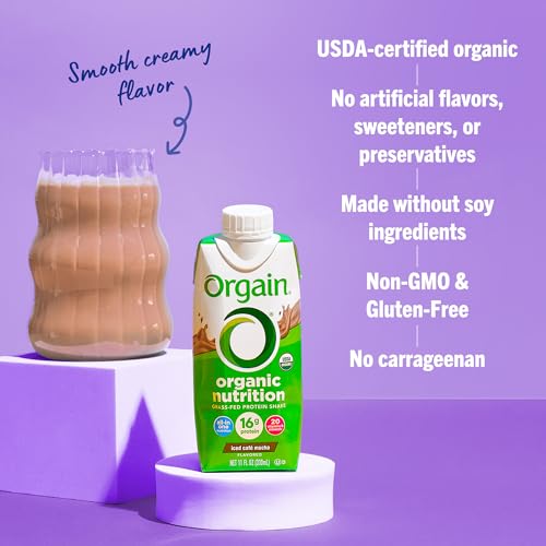 Image of Orgain Organic Nutritional Protein Shake, Iced Cafe Mocha - 16g Grass Fed Whey Protein, Meal Replacement, 20 Vitamins & Minerals, Fruits & Vegetables, Gluten Free, Non-GMO, 11 Fl Oz (24 Pack)