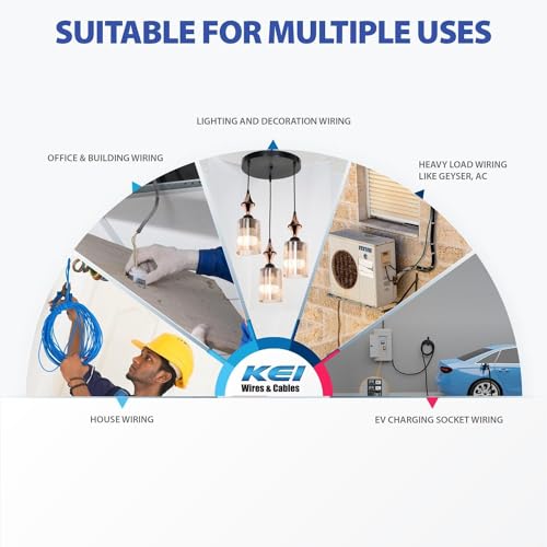 Image of KEI WIRES & CABLES Homecab 16 sqmm 1 Core Copper Flame Retardant House Wire PVC Insulated Cable for Domestic & Industrial Electrical Wiring (Black, 90 Meters)