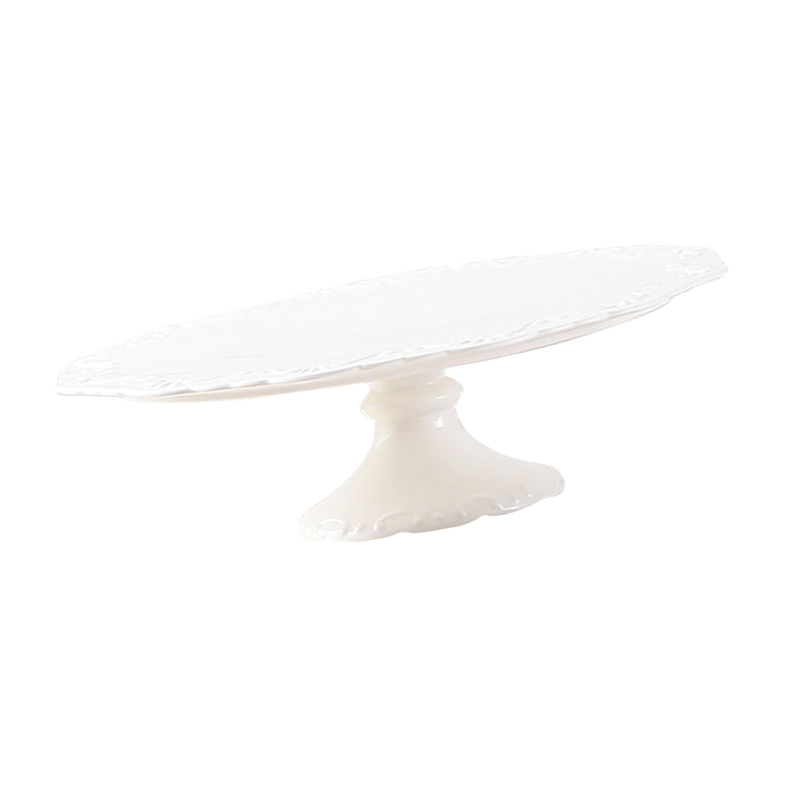 European Embossed Ceramic Cake Serving Tray for Elegant Dessert Display At Homes Parties and Wedding Receptions Sturdy Designs Ceramic