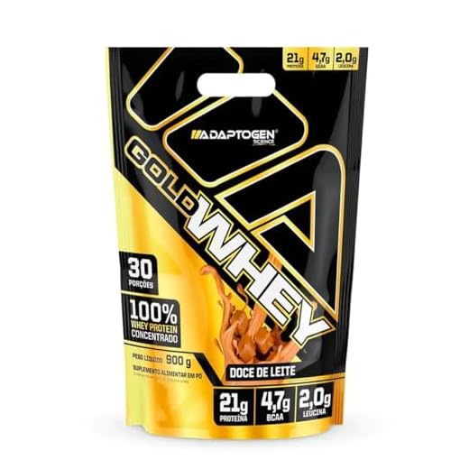 Gold Whey 900g Sabor: Doce de Leite Refil Adaptogen - Ganho de Massa Muscular Proteina Concentrada - Adaptogen