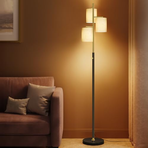 VASAGLE Floor Lamp for Living Room, Standing Lamp with 3 Bulbs, Adjustable Brightness, Gold and Black LFL003B01 by VASAGLE - Used condition - CA$32.95