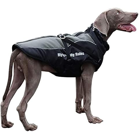 Dog Coat With Harness Reflective Cold Weather Pet Jacket Waterproof Fleece Dog Coat,Furry Collar Detachable Harness Hoodie For Medimu And large dogs Easy Walking Fleece Warm Sports Dog Clothes Cover