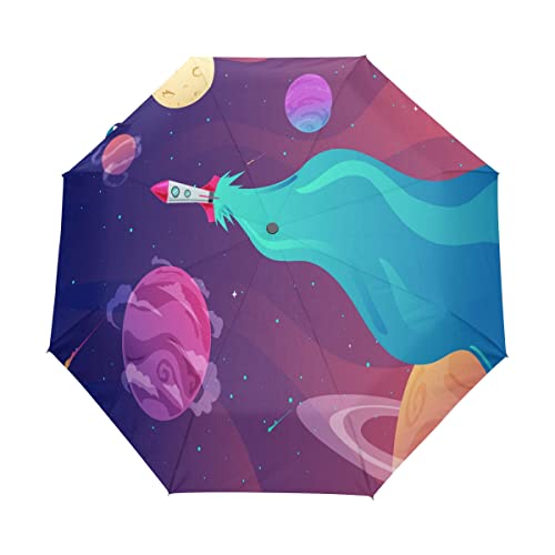 Parapluie voyage automatique fusée dessin animé idéal pour la plage et les vacances