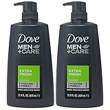 Dove Men + Care Extra Fresh Body and Face Wash, 21.9 Ounce Pump Bottle (Pack of 2)