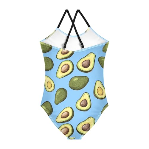 Avocado Pattern Girls Swimsuits Quick Dry Crossback One Piece Beach Swimwear Bathing Suit2