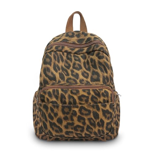 Boziee Mochila pequeña para mujer, mochila de ciudad, leopardo, mochila pequeña, mochila para niños, para viajes, trabajo, día a día, moda, mujer, niña, adolescente, unisex, Leopardo Amarillo, S
