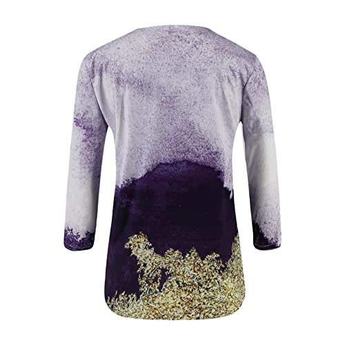 Todays Daily Deals 3/4 Length Sleeve Womens Tops Cute Summer Crewneck Shirts Casual Floral Print Trendy Blouses Comfy Loose T-Shirts #TOP3
