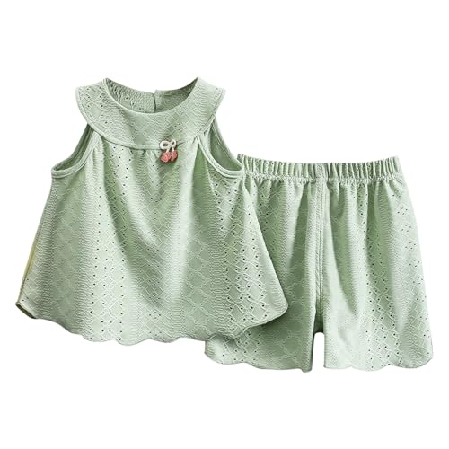 BILIKEYU Little Girls Summer Outfits Sleeveless Cutouts Breathable Tank Tops and Plaid Elastic Waist Ruffle