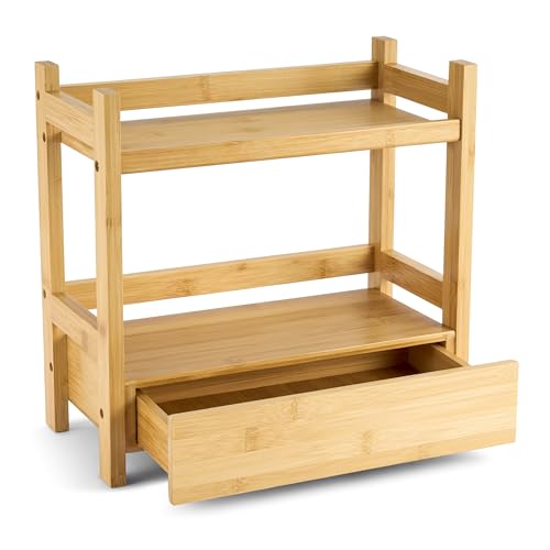 Sorbus Bamboo Bathroom Counter Organizer – 2-Tier Shelf with Hidden