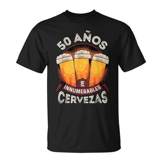 Camiseta Negra con diseño 50 años. Cumpleaños. Aniversario. Regalo. Amigo. Amiga. (L)