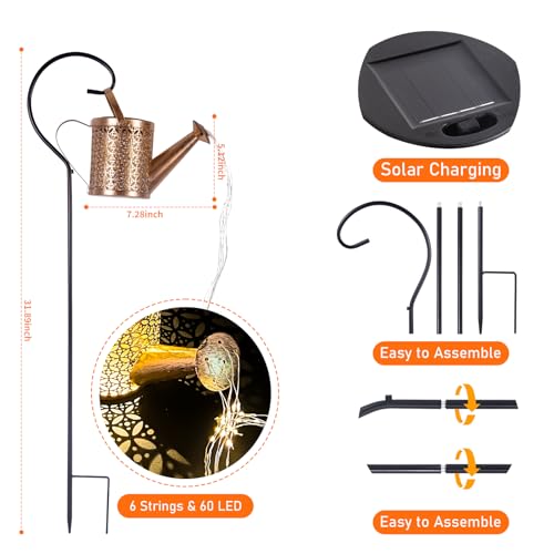 SRNPMIU Solar Watering Can Light,Solar Lights Outdoor Decorative,Garden Decor Lights for Yard,IP65 Waterproof Hanging Lantern Landscape Lights,Garden Decoration for Mom,Grandma Women Birthday