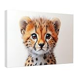 3.Léopard Poster Impressions sur toile encadrées: Encadré en bois prêt à accrocher L'impressions sur toile est tendue sur un cadre en bois et peut être accrochée sans perçage
