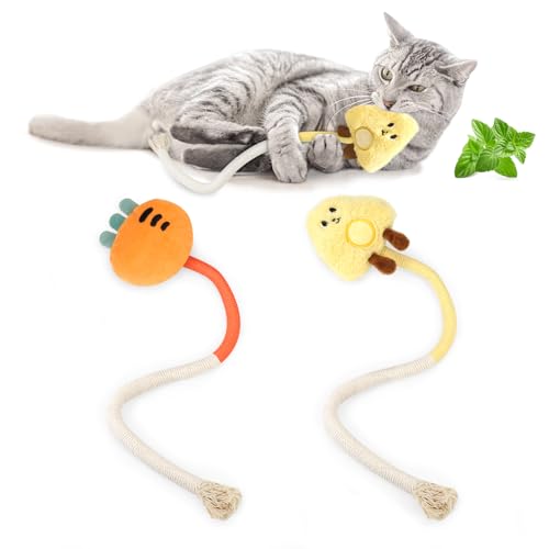 ROLUFY Sisal Rope Cat Toys, 2Pack Bite-Resistant Catnip Toy for Bored Indoor Cats, Interactive kitten Kicker,Safe Teeth Cleaning Chew, 20 Long for All Breeds