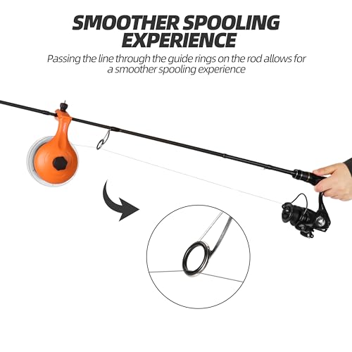 Image of RUNCL Fishing Line Spooler - Portable Winder & Reel Spooling Tool for Casting and Spinning Reels, Prevents Line Twist, Non-Slip Handle with Built-in Scissors, Fishing Accessories for Anglers