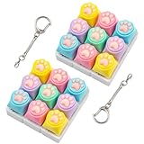 2 Pcs Cute Cat Paw Keyboard Fidget Toy, 9-in1 Colorful Clicker Fidget for Adults Relieve Stress and Anxiety Decompression Keyboard Fidget Keychain