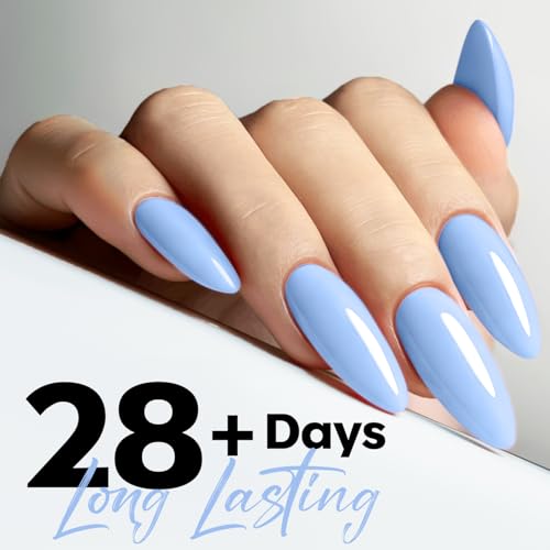 Image of modelones Powder Blue Gel Nail Polish Ligh Blue Pastel Nail Poish Soak Off Pastel U V DIY Gel Nail Manicure 15 ML