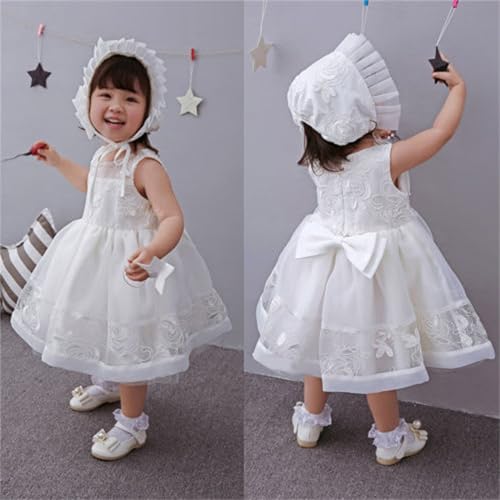 3Pcs Infant Baby Girl Tutu Tulle Wedding Gown Dress+ Lace Cardigan + Baptism Hat Party Outfits2