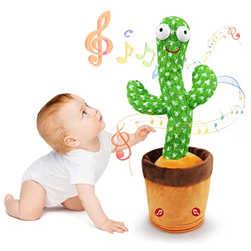 Dancing Talking Cactus Toys, Dancing Cactus Toy, Singing Cactus for Kid, Dancing Cactus Mimicking Toy, Electronic Plush Toy Singing Record & Repeating What You Say with 120 English Songs LED Lighting