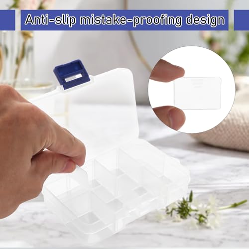 Image of 12 Pack 8 Grids Small Plastic Divider Organizer Box, Clear Bead Storage Container with Removable Dividers, Grid Compartment for Small Parts, Screw and Craft, 4.1 inchx 2.6 inchx 0.9 inch
